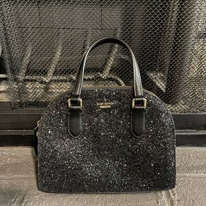 kate spade Black Glitter Dome Satchel with Top Handles